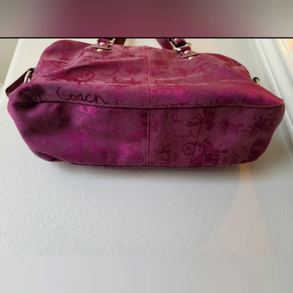 Burgundy Marron Coach Medium Satchel Purse Shoulder Bag - Picture 4 of 8